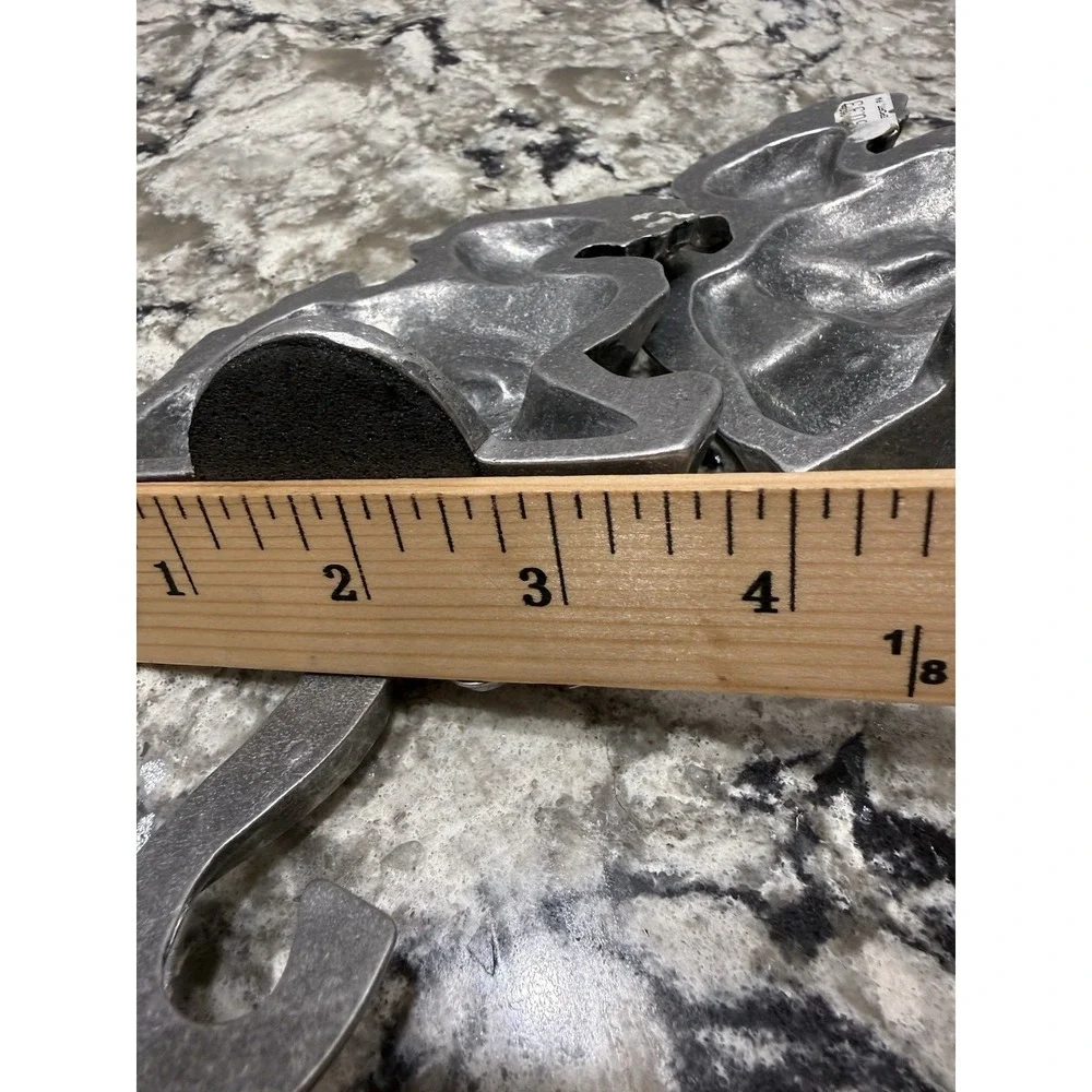 2 Carson Pewter Doll Christmas Stocking Hook Hangers Mantle Holiday Decor VTG